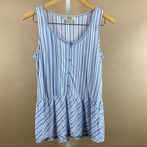 NEW Women’s Vintage America Small Blues Iris Stripe Ruffle Top Cottagecore